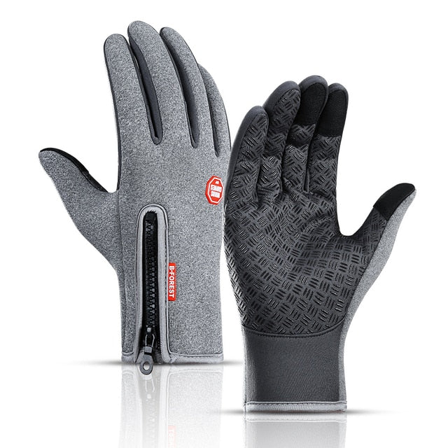 Mens Waterproof, Windproof, Touch-Screen Friendly, Zippered Gloves