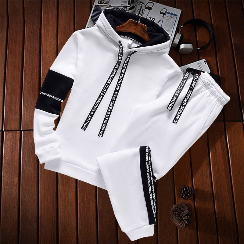 Men Tracksuit Casual Hoodie