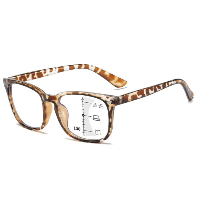 CRIXALIS Square Multifocal Progressive Reading Glasses Men Fashion With Diopters Anti-glare Computer Eyeglasses Women UV400