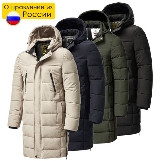 Men 2021 Winter New Plus Long Warm Thick Hood Parkas Jacket Coat Men Autumn Outwear Outfits Classic Windproof Pocket Parka Men