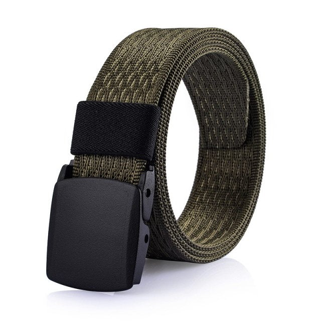 Outdoor Mens POM Buckle Quick Drying Belts Fashion Glaid Pattern Strap Nylon Army Military Tactical Waist Cinto Leisure Jeans