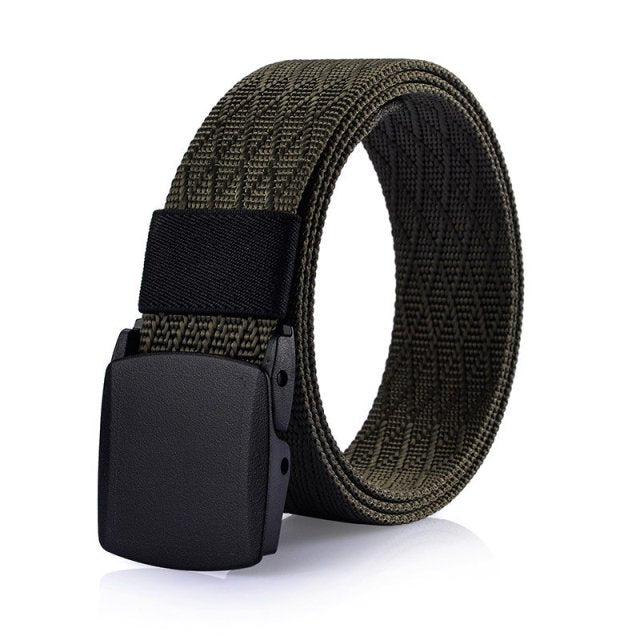 Outdoor Mens POM Buckle Quick Drying Belts Fashion Glaid Pattern Strap Nylon Army Military Tactical Waist Cinto Leisure Jeans