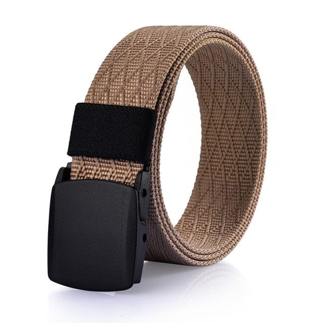 Outdoor Mens POM Buckle Quick Drying Belts Fashion Glaid Pattern Strap Nylon Army Military Tactical Waist Cinto Leisure Jeans