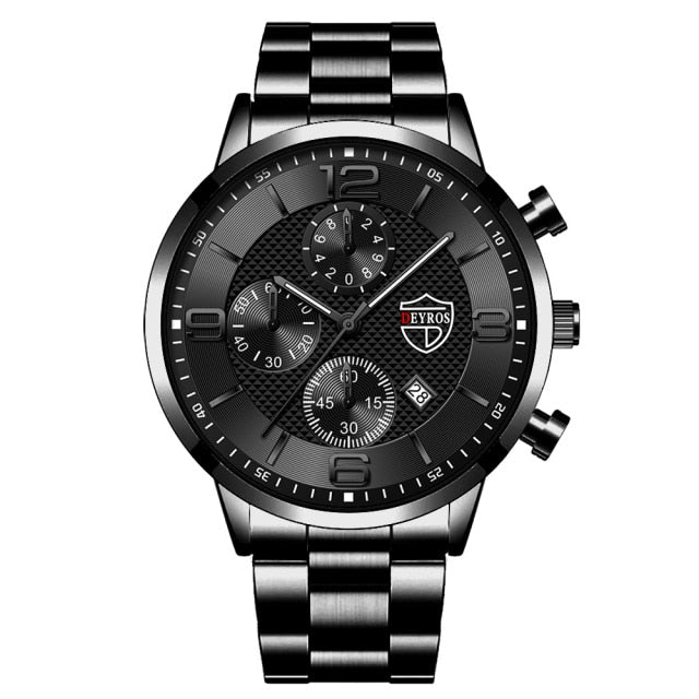 Mens Business Stainless Steel Quartz Wrist Watch