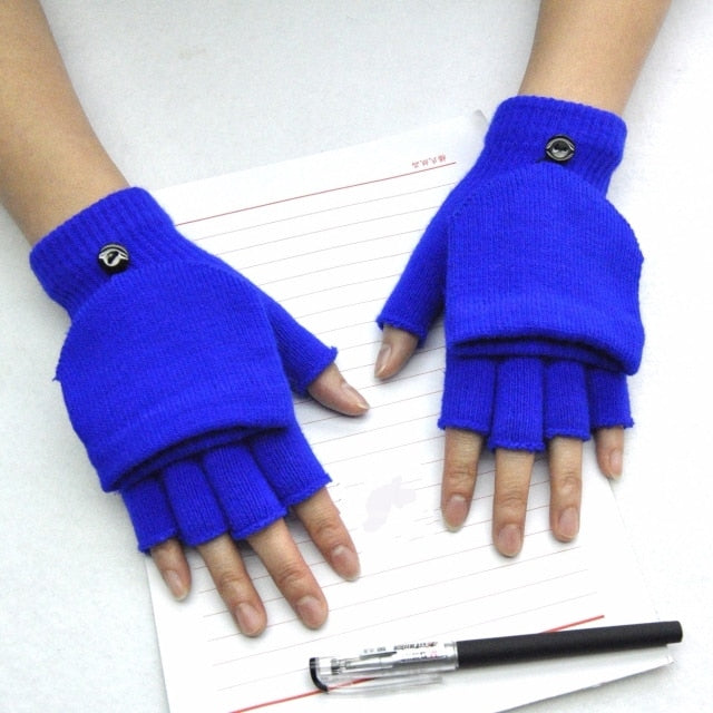 Wool Knitted Fingerless Flip Gloves