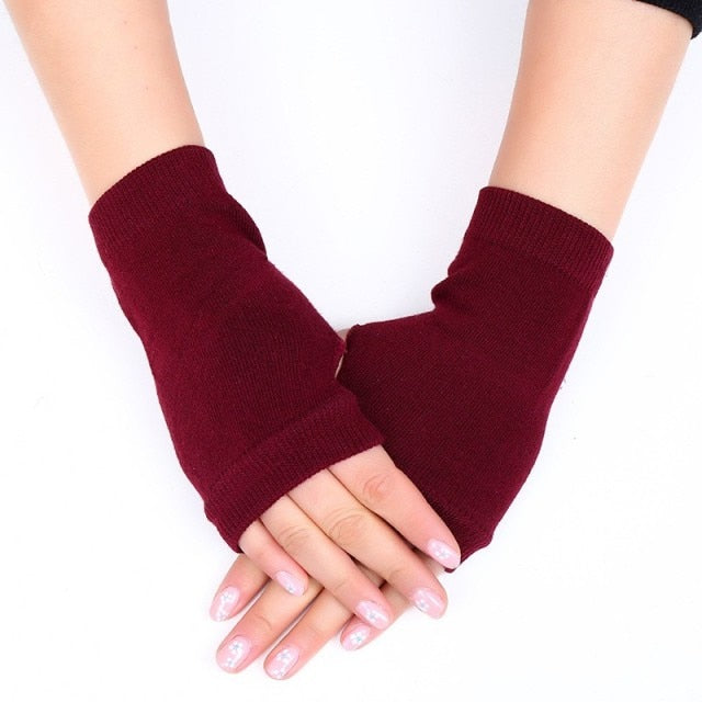 Wool Knitted Fingerless Flip Gloves