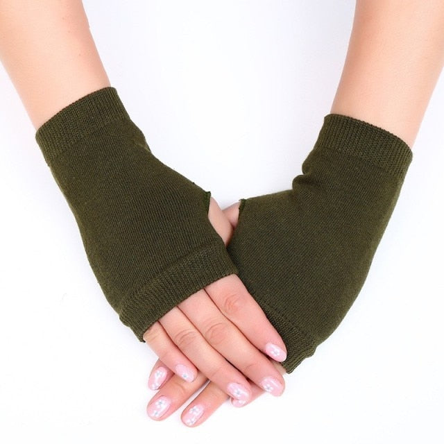 Wool Knitted Fingerless Flip Gloves