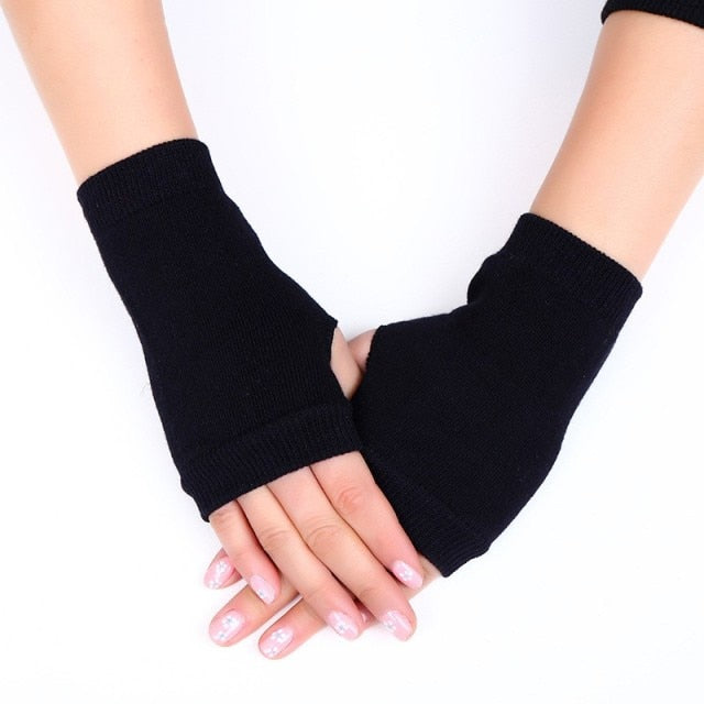 Wool Knitted Fingerless Flip Gloves