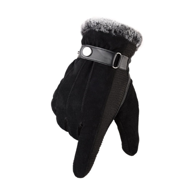 Genuine Leather Winter Men's Gloves Touch-Screen Friendly