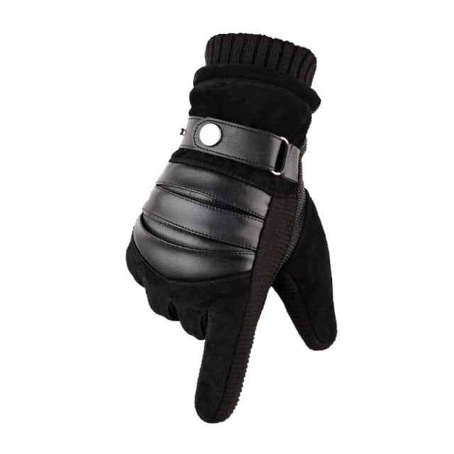 Genuine Leather Winter Men's Gloves Touch-Screen Friendly