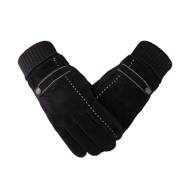 Genuine Leather Winter Men's Gloves Touch-Screen Friendly