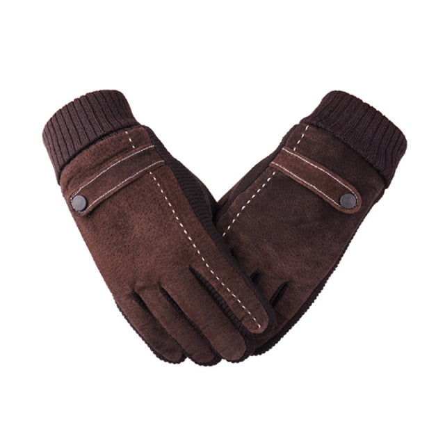 Genuine Leather Winter Men's Gloves Touch-Screen Friendly