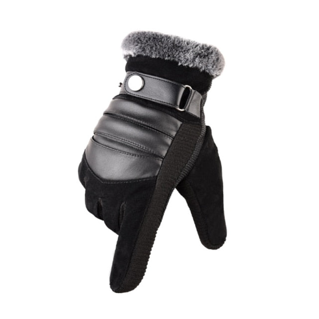 Genuine Leather Winter Men's Gloves Touch-Screen Friendly