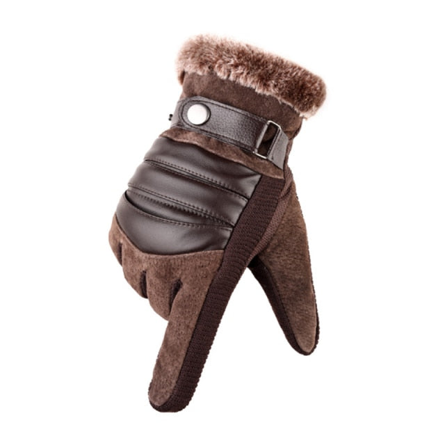 Genuine Leather Winter Men's Gloves Touch-Screen Friendly