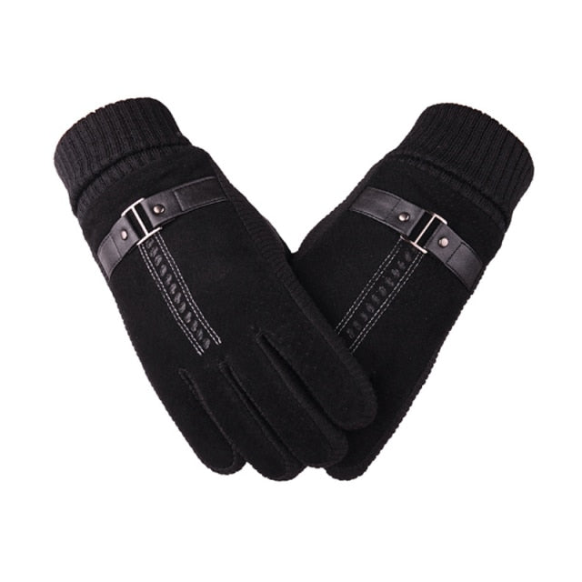 Genuine Leather Winter Men's Gloves Touch-Screen Friendly