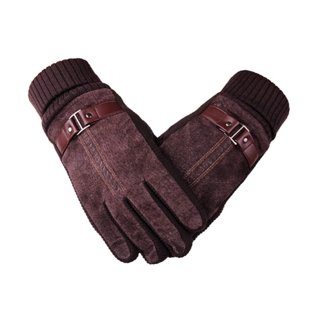 Genuine Leather Winter Men's Gloves Touch-Screen Friendly