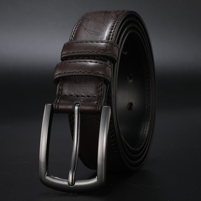 New Fashion Men's Genuine Leather Belts Designer Belt for Man Pin Buckle with Leather Strap Business Dress Male Belts HQ091