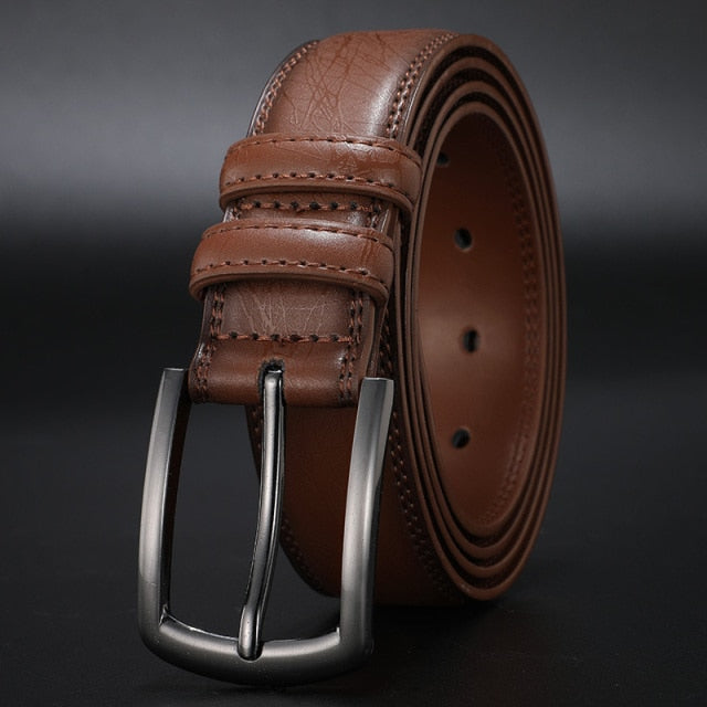 New Fashion Men's Genuine Leather Belts Designer Belt for Man Pin Buckle with Leather Strap Business Dress Male Belts HQ091