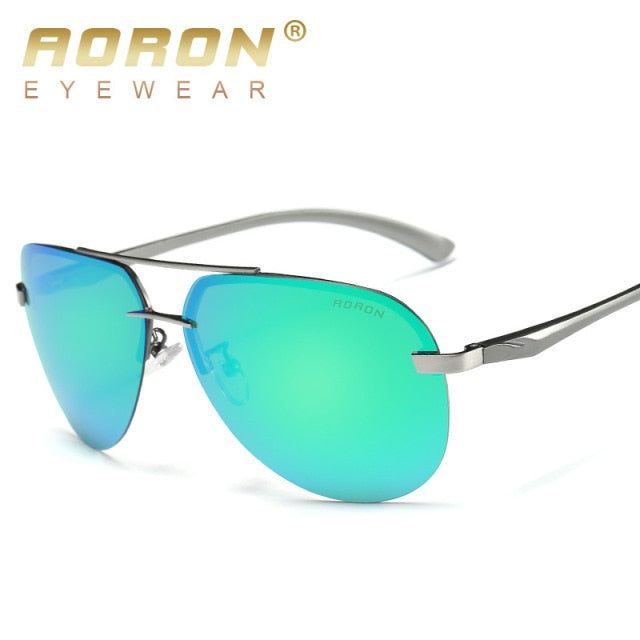 AORON Men Polarized Sunglasses Men Brand Design Sun Glasses  Aluminum Leg Mirror Lens Sunglasses for Men/women