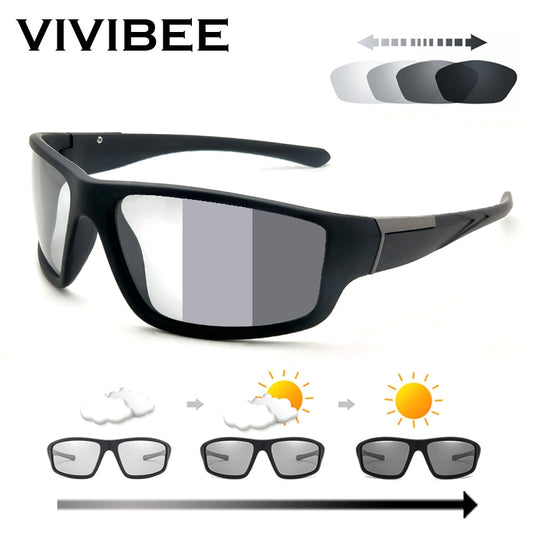 VIVIBEE Men Photochromic Sunglasses Black Sports Goggles Women Color Changing 100% Polarized Driving 2022 Mirror Sun Glasses