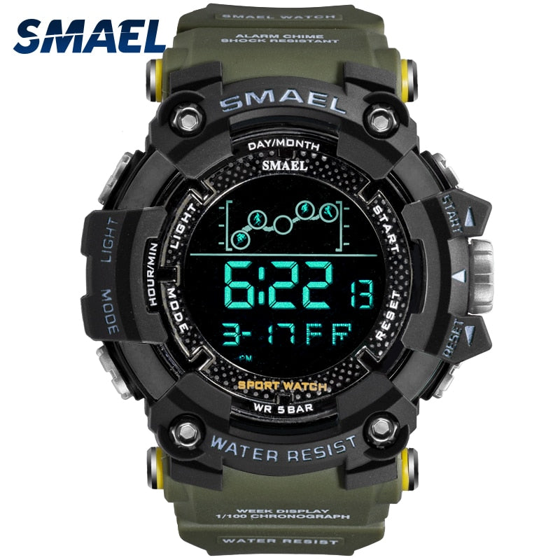 Mens SMAEL Military Water Resistant LED Watch