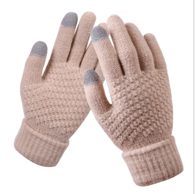 Men Women's Cashmere Knitted Winter Gloves