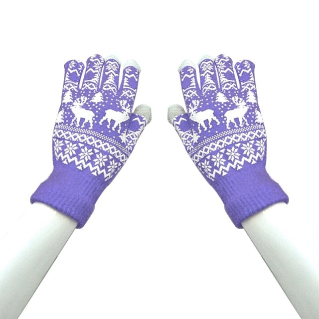 Black Short Fingerless Wool Knit Gloves for Women and Men