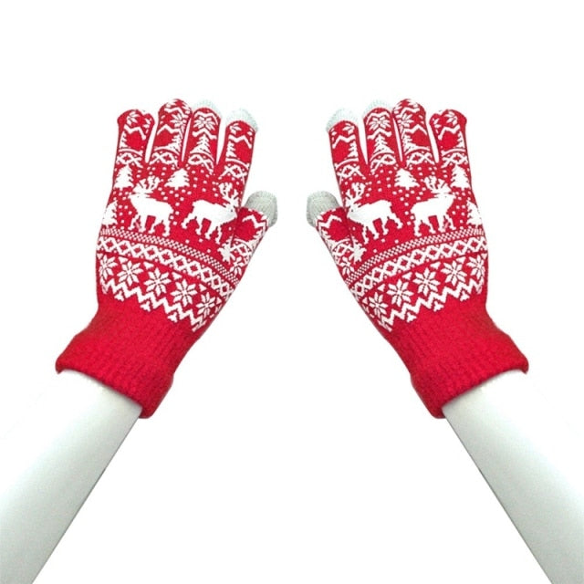 Black Short Fingerless Wool Knit Gloves for Women and Men