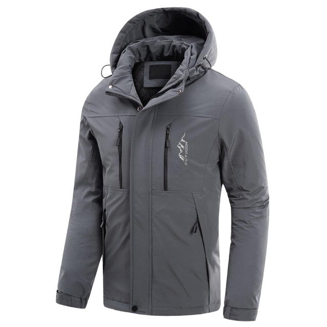 Mens Casual Hooded Jacket, Waterproof Thick Cotton