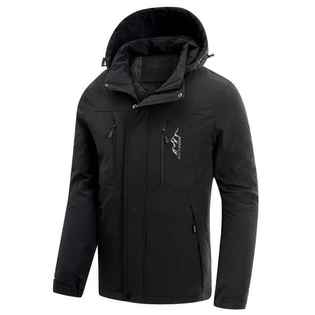 Mens Casual Hooded Jacket, Waterproof Thick Cotton