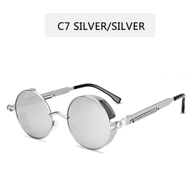 2022 Metal Steampunk Sunglasses Men Women Fashion Round Glasses Brand Design Vintage Sun Glasses High Quality Oculos de sol